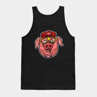 Funny Cute Tattooed Pig Face Tank Top